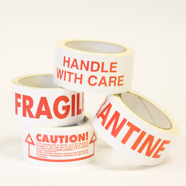 'Fragile' tape, 'caution' tape, 'handle with care' tape, and 'quarantine' tape.